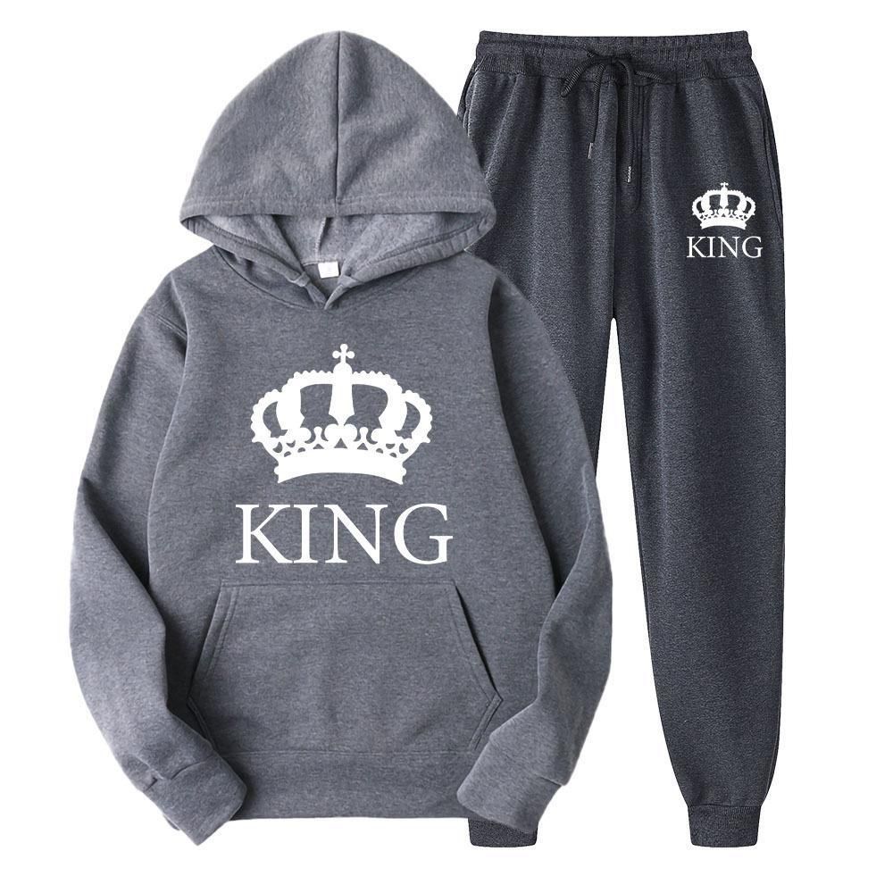 Couple Hooded Sweatshirt Set For Men Women, Casual Loose Long Sleeve Sportswear, Fleece Hoodie And Sweatpants_voghion.com