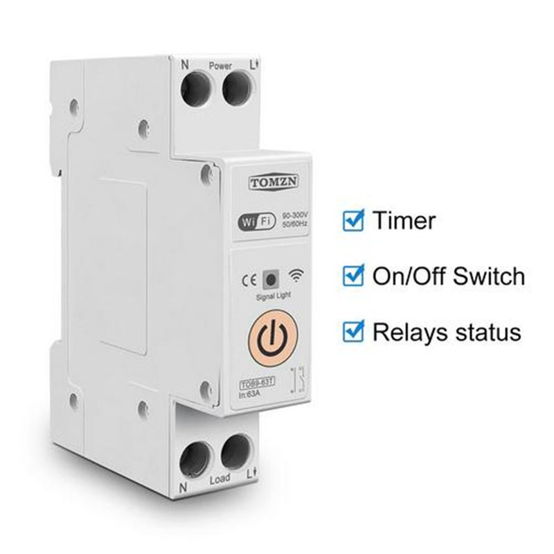 Wifi Circuit Breaker Switch With Metering 63A1P Din Rail Remote Control Home Smart Life App Timer Module_voghion.com