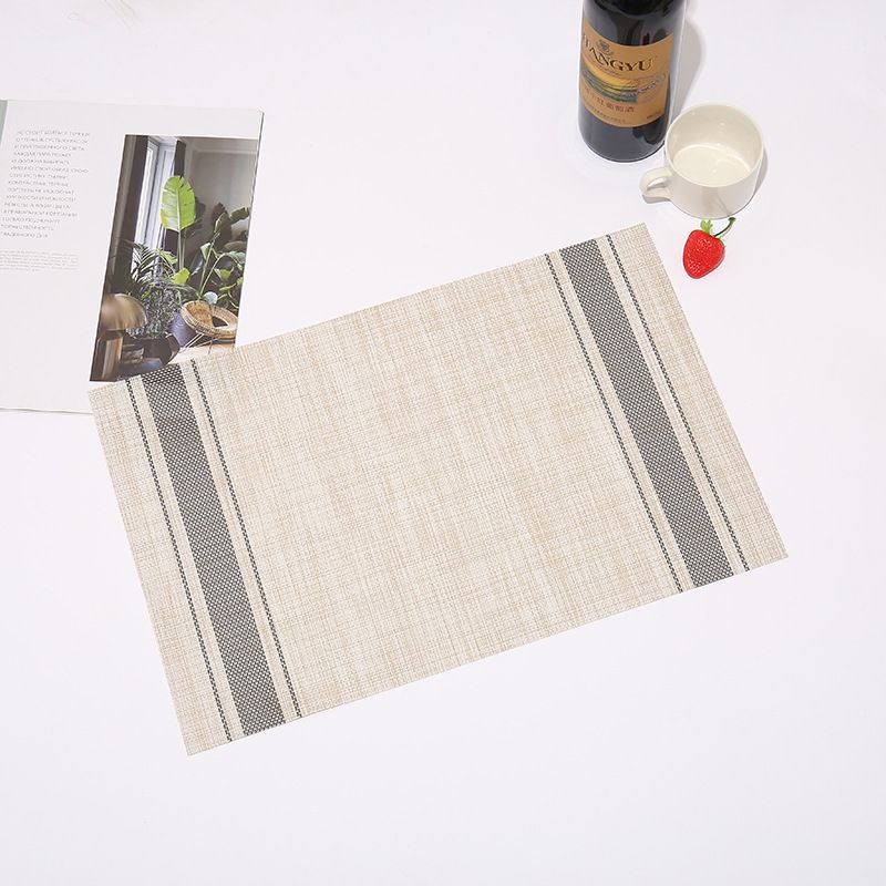 Double Striped Pvc Placemat Simple Western Placemat Linen Table Mat Hotel Home Bowl Mat_voghion.com