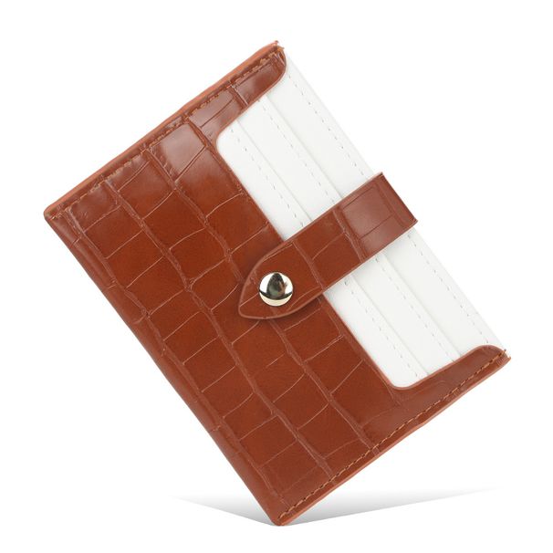BAELLERRY card holder women's new crocodile pattern multi-card slot thin buckle card holder color matching mini credit card holder_voghion.com