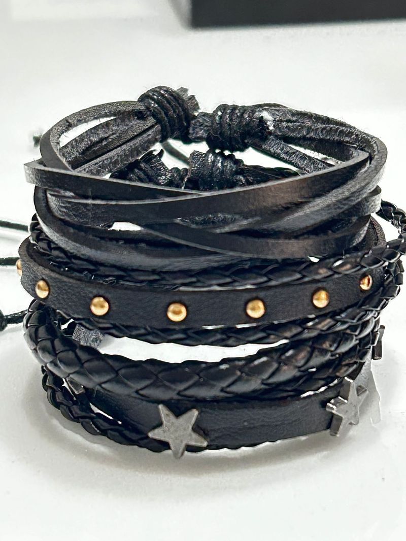 2025 Men's Tree Of Life Woven Leather Bracelet Punk Style Multi-layer Hip-hop Trendy Design_voghion.com
