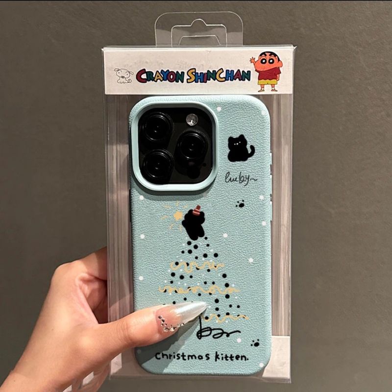 NeoGear Weihnachtsbaum-Schutzhülle mit schwarzem Katzen- und Litschi-Muster für 16/15 Pro Max und 14/13/12 mit großen Löchern_voghion.com