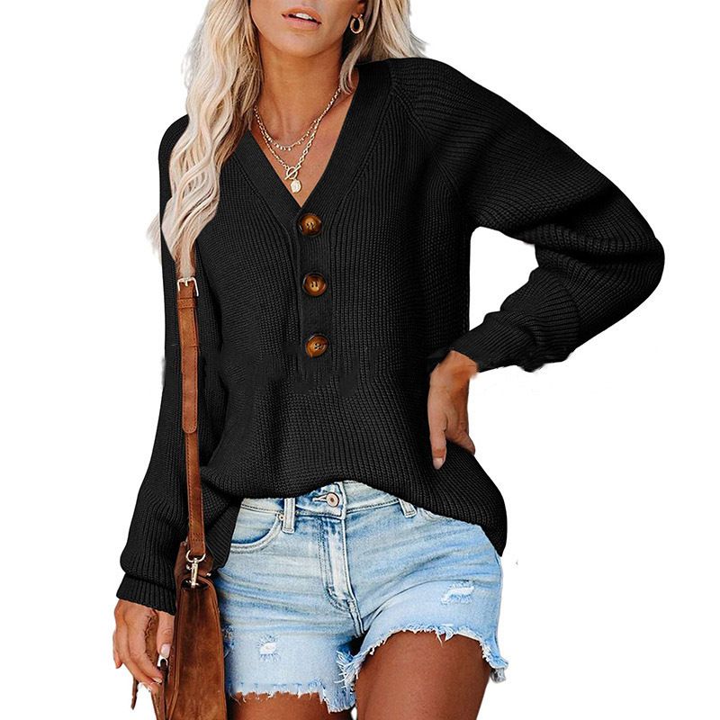 Nuovo maglione con scollo a V lavorato a maglia da donna_voghion.com