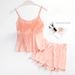 Sommer Sexy Hosenträger Pyjamas Weibliche Süße Dünne Ice Silk Shorts Weste Seide Zwei-stück Set_voghion.com