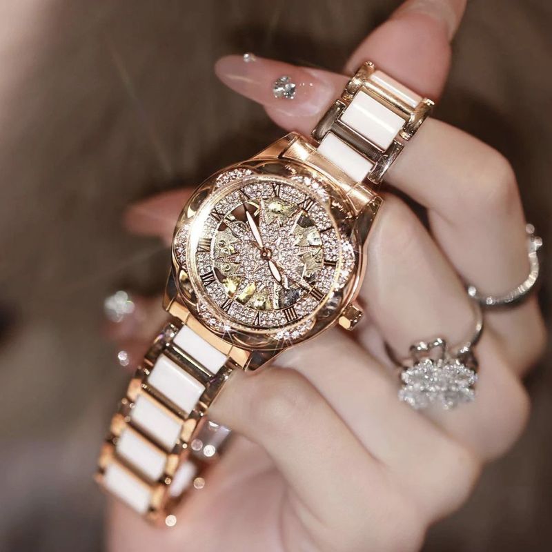 Counter Direct Sale Watch For Students Girls Sunflower Ceramic Strap Light Luxury Versatile Trendy Fashion High-end_voghion.com
