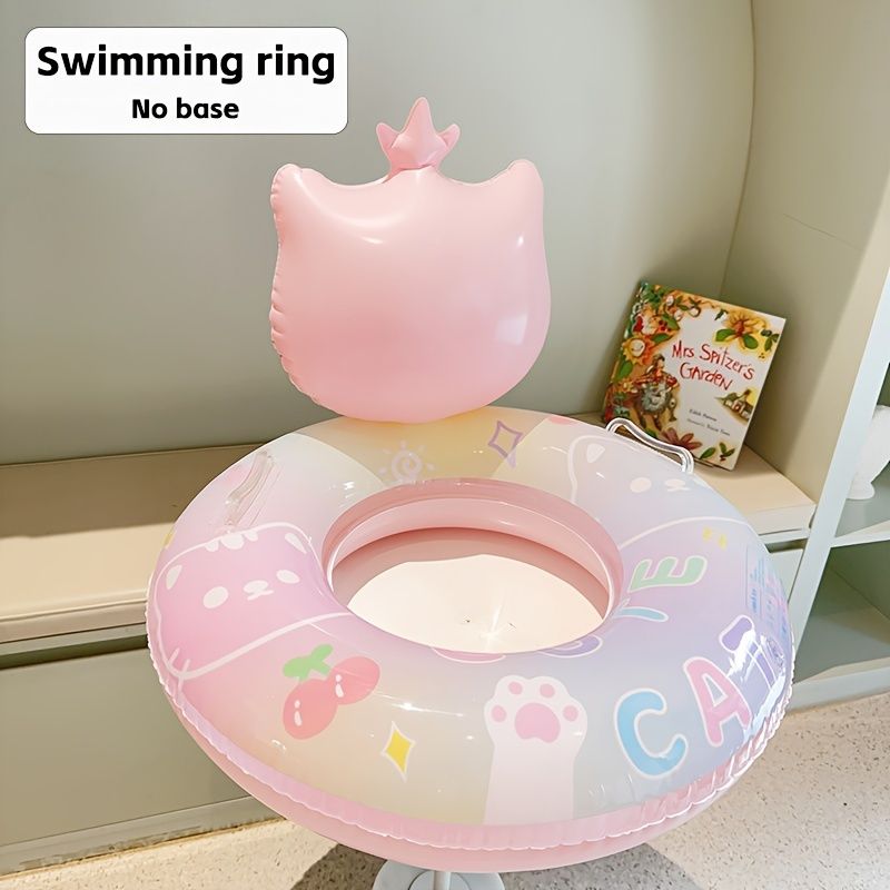 1pc Cartoon Car Shaped Swimming Ring, PVC Material Inflatable Water Floating Ring, For Children Summer Beach And Water Sports Training_voghion.com