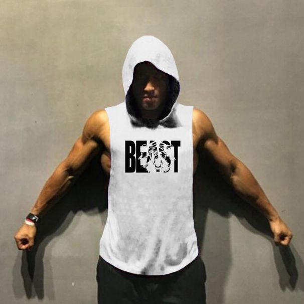 Zomer heren bodybuilding fitness hemdje sportvest met capuchon losse hindernistraining mouwloze top_voghion.com