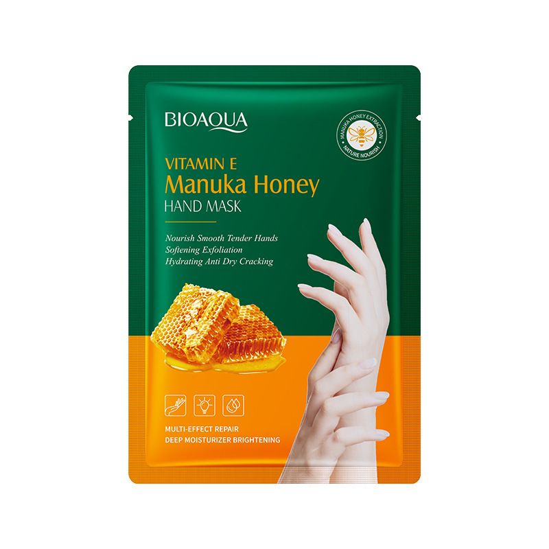 Mască de mâini cu vitamina E și miere de Manuka BIOAOUA Mască hidratantă și hrănitoare pentru mâini_voghion.com