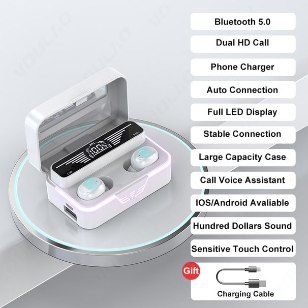 Bluetooth-headset met aanraakbediening zonder vertraging, draadloze headset met microfoon, 1800 mAh, oplaaddoos, headset_voghion.com