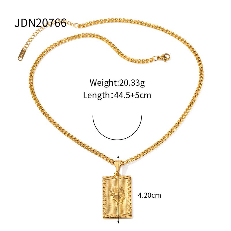 INS internetkändis samma stil rektangulär roshängetikett i rostfritt stål halsband för kvinnor_voghion.com