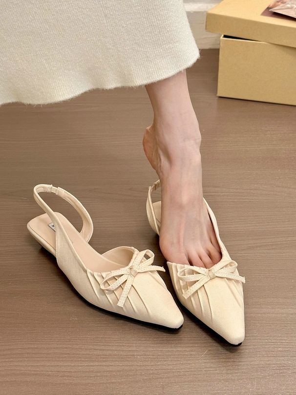 French Flat Cap, Sandals, Fairy Shoes, 2025 Spring And Summer Temperament, With Skirts, Bows And Single Shoes Fashionable And Versatile Delicate_voghion.com