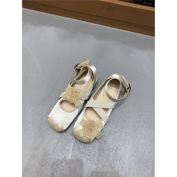 Ballerinas mit runder Spitze für das Frühjahr 2025, überkreuzte Schnürsenkel, flacher Mund, sanfter Abendstil, flacher Boden, Damen-Einzelschuhe_voghion.com