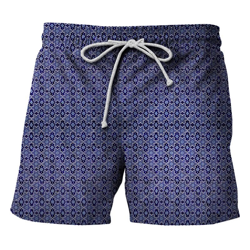 2024 Summer New Men's Striped Loose and Casual 3D Printed Split Beach Pants_voghion.com
