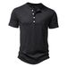 Unbeatable Quality 2025 Summer New Men's Bamboo Knot Henry Buckle Casual Solid Color Slim Short Sleeve T-shirt For Men_voghion.com