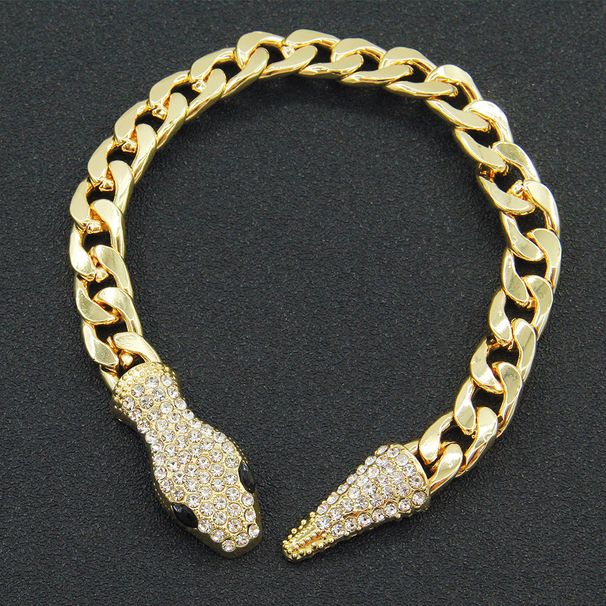 European And American INS Style Cuban Light Luxury Short Full Diamond Snake Head Magnetic Clasp Necklace Unique Niche_voghion.com