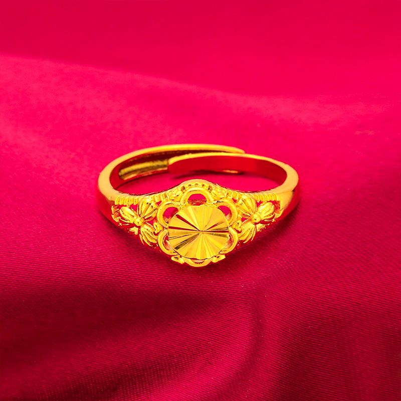 Unisex Sieraden Mode diamant oppervlak Mode open verstelbare bloemenring Vietnam zandgoud dames mode ring_voghion.com