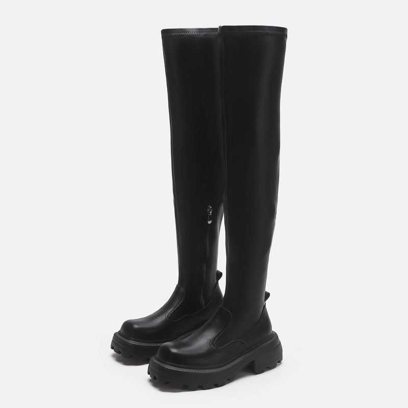 Over-the-knee boots Women's elastic boots thigh-high boots women's platform slimming shoes_voghion.com