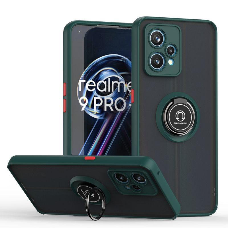 KEYSION Fashion Matte Case for Realme 9 Pro+ 9i Transparent Ring Shockproof Phone Cover for OPPO A96 A95 A94 A76 A36 A74_voghion.com