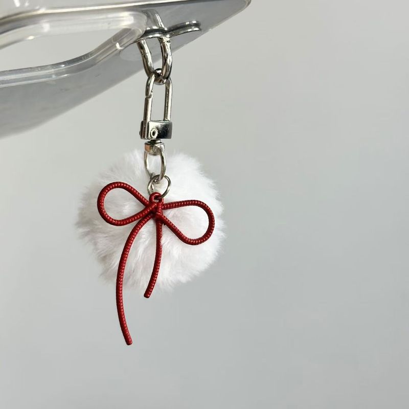 Pingente de laço pequeno estilo inverno coreano INS com pompom Y2K vermelho milênio bolsa para meninas sensuais berloque para celular_voghion.com