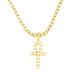 Collana con ciondolo a croce Ankh intarsiata in stile INS Light Luxury, catena da tennis con diamanti a fila singola cubana._voghion.com