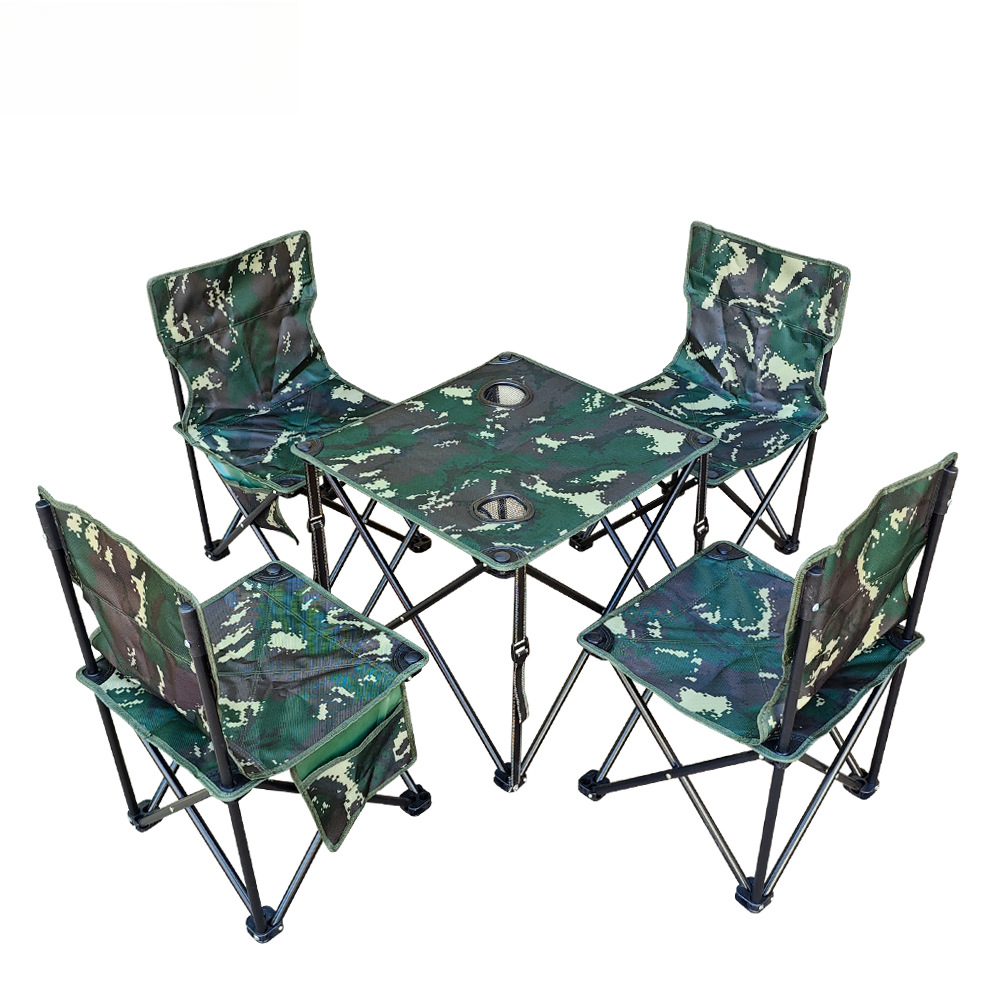 Buiten- en stoelenset Oxford stoffen rugleuning Draagbare opbergruimte Lichtgewicht kampeervouwtafel_voghion.com