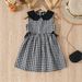 Girls Summer Plaid Princess Dress Female Baby Retro Small Pan Collar Dress Vest Skirt_voghion.com