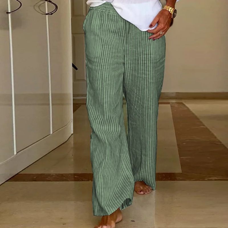 ​​Women's Linen-Cotton Blend Straight Leg Pants - Loose Fit Muslim Casual Trousers For All Seasons​​_voghion.com