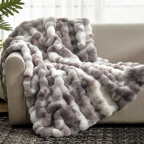Double-Sided Fluffy Fleece Blanket - Oversized Plush Throw For Sofa & Bed Ultra-Soft Decorative Blanket For Travel Home Office (60"X80" Grey)_voghion.com