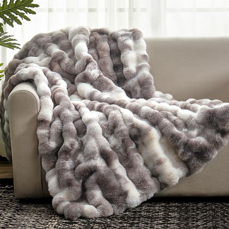 Dubbelzijdige, zachte fleece deken - extra grote, zachte sprei voor bank en bed - ultrazachte decoratieve deken voor op reis, thuiskantoor (152 x 203 cm, grijs)_voghion.com