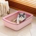 New Home Style Small Semi-Enclosed Box Color-Block Rectangular Litter Tray Anti-Splash Toilet Cat Supplies_voghion.com