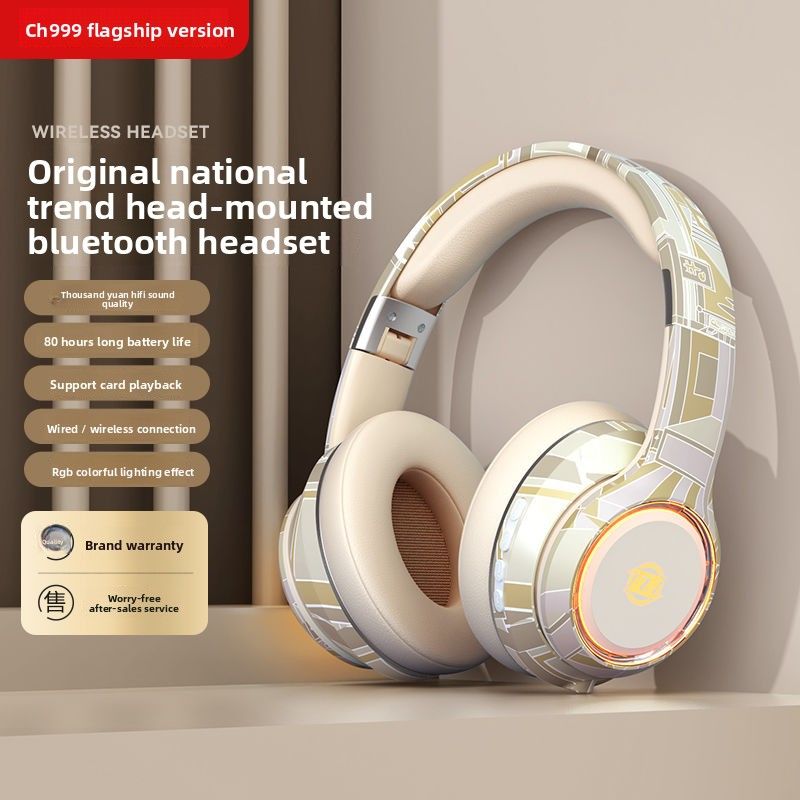 Head-mounted Bluetooth Mechanical Gaming Music Listening High-Quality Sound Wireless Bass Headset For Students Unisex_voghion.com