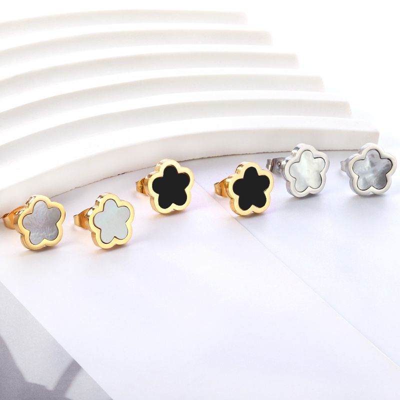 1 par de pendientes de acero inoxidable chapados en oro con diseño de flores de estilo sencillo_voghion.com