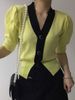 Women's outer wear slim knitted cardigan short-sleeved jacket for women_voghion.com