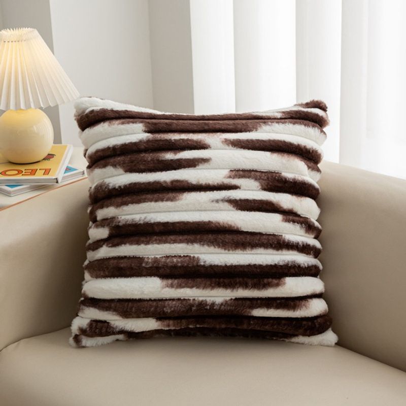 Almofada de pelúcia luxuosa de pele de coelho - Almofada decorativa ultramacia de um lado - Hipoalergênica e lavável à máquina - Almofada decorativa para sofá-cama_voghion.com