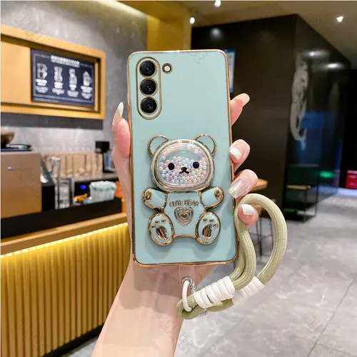 s 21 22 Cute Bear Wrist Strap Phone Holder Case For Samsung Galaxy S20 S24 S22 S23 S21 S10 Note 10 20 Plus Ultra Fe_voghion.com