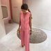 Women's Clothing Suit Gold Button V Neck Knitted Vest Casual Loose Trousers Knitted Two Piece Suit_voghion.com