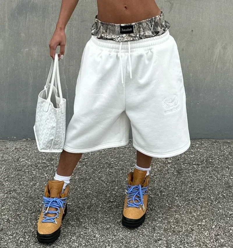 Y2K Shorts Cotton Baggy Camouflage Double Waist Embroidered Sweatpants Shorts Harajuku Men Women Hip Hop High Waiste Streetwear_voghion.com