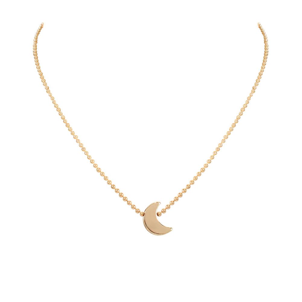 Collana dolce da donna in lega con ciondolo a forma di stella e luna, gioielli alla moda_voghion.com