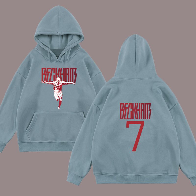 Felpa con cappuccio a maniche lunghe da corsa Beckham stampata sul davanti e sul retro 370G per uomini e donne_voghion.com