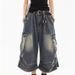 Design Sense, Multiple Pockets, Pleated Workwear Jeans, Men's Summer American Loose Spot Washed Seven Quarter Shorts_voghion.com