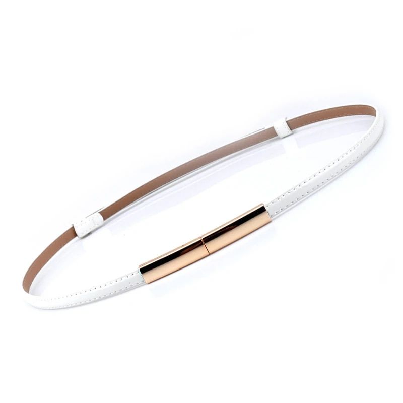 HOT Regulowana elastyczna damska sukienka w pasie Slim Leather Women Złota klamra Czarny Biały Niebieski Chudy damski pasek pasek damski_voghion.com