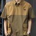 Two-Tone Short Sleeve Zip Polo Shirt For Men, Summer Color-Block Multi-Pocket T-Shirt, Quick-Dry Workwear Turn-Down_voghion.com