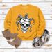 Simple Pullover Crew Neck Top Long Sleeve Bone Print Loose Sweatshirt_voghion.com