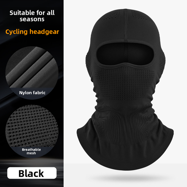 Quick-Dry Fitted Sports Headgear Sweat-Absorbing Unisex Long Cycling Full Face Mask Elastic Knit Eyelet Hood_voghion.com