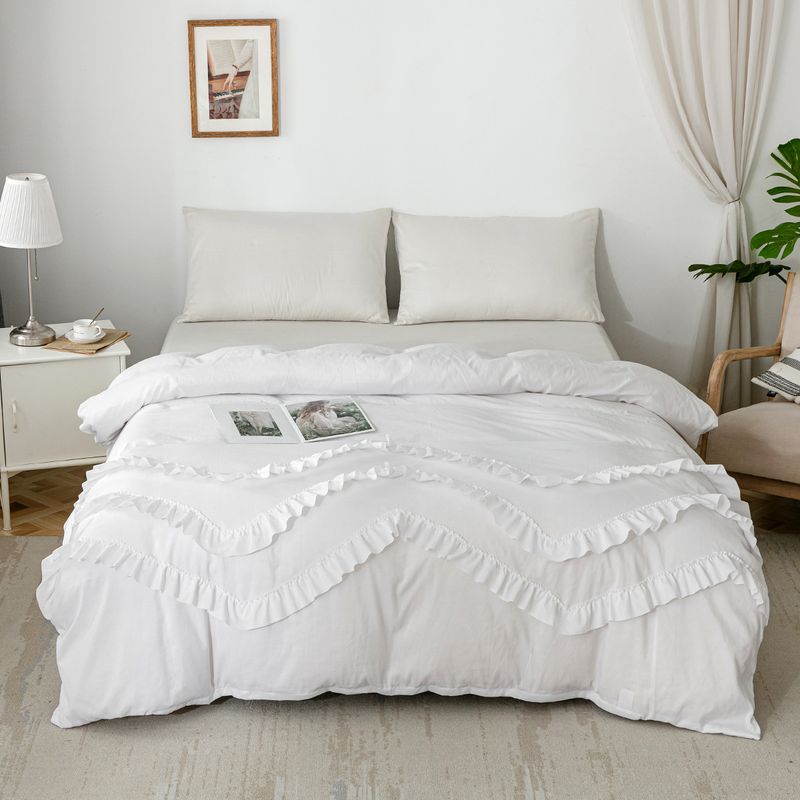 Three Layer Wave Ruffle Quilt Set Bedding Three Piece Set_voghion.com