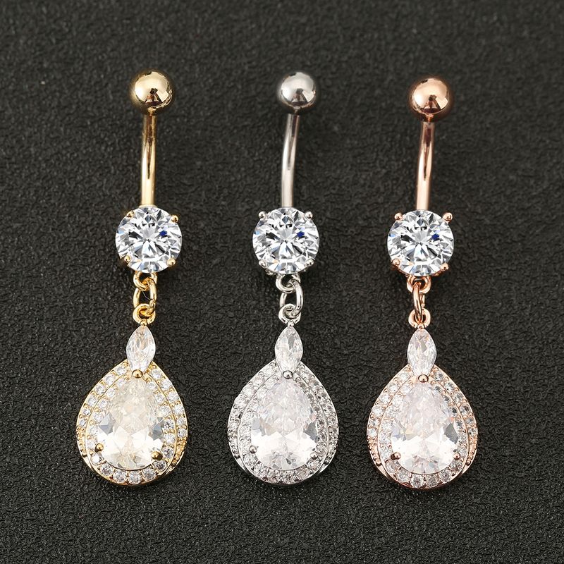 Bauchnabelpiercing mit Zirkonia-Wassertropfen - Eleganter Piercingschmuck_voghion.com