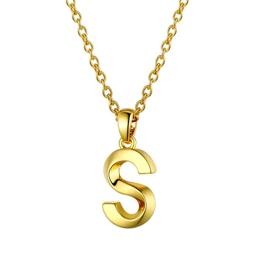 Laatikui Halskette mit goldenem Anfangsbuchstaben, stilvoller 3D-Anhänger mit gedrehtem Buchstaben S, Namens-Monogramm für Damen und Herren_voghion.com