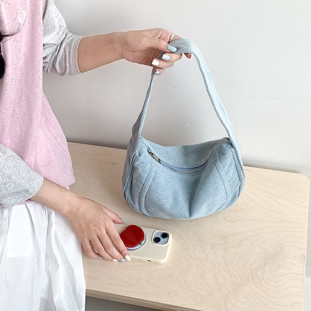 Einzelne Schultertasche im koreanischen Stil, High-End-Feeling, Frühjahr 2025, Nischen-Denim-Unterarmtasche, große Kapazitäts-Knödeltasche_voghion.com