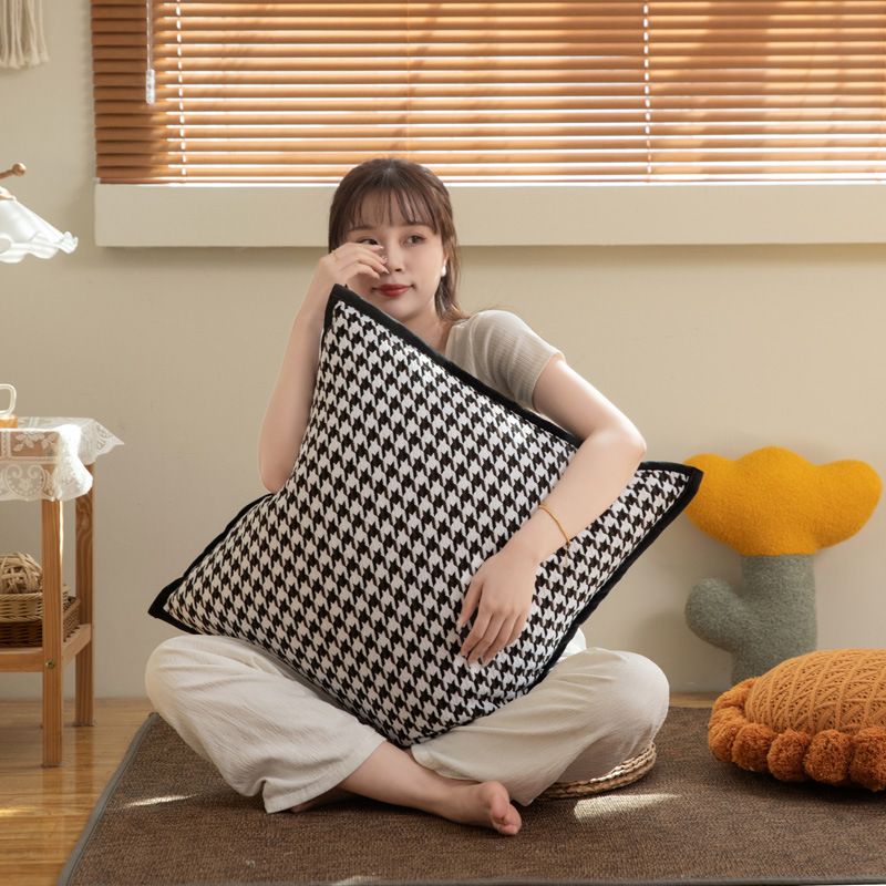 Plush Velvet Pillow Cover - Oversized Decorative Cushion Case For Sofa & Bay Window (50x50cm Nordic Minimalist Style Home Decor Zipper Closure)_voghion.com