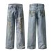Odzież męska High Street Washed Waxed Old Dirty Straight Jeans Mężczyźni i kobiety Retro Vibe Loose Trousers_voghion.com
